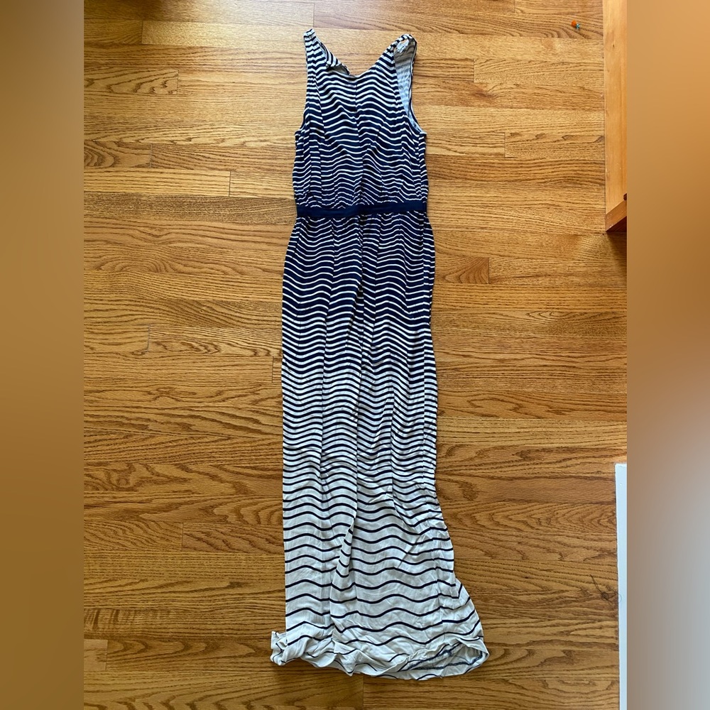 Loft Navy and Cream Maxi Dress